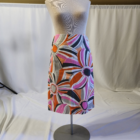 Ideology skirt pink orange retro flowers size 2 - Picture 11 of 11